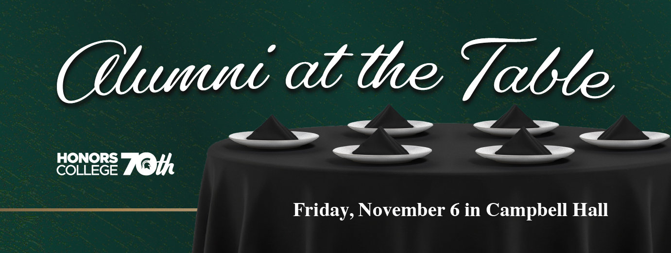 [Banner: Alumni at the Table]